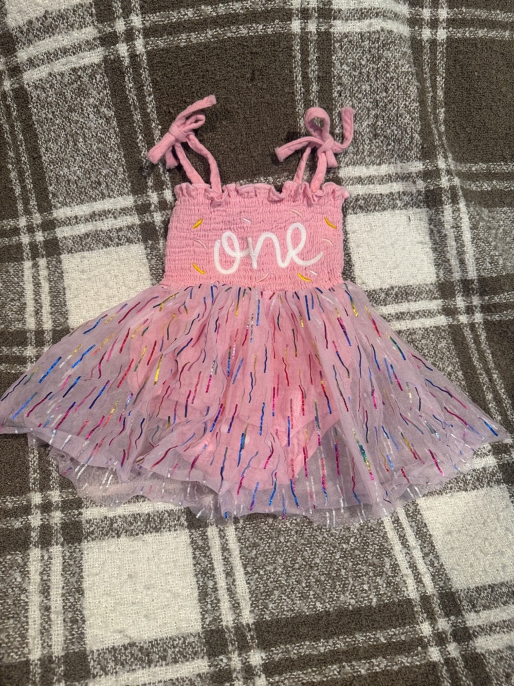 Pink "One" Tulle Toddler Dress